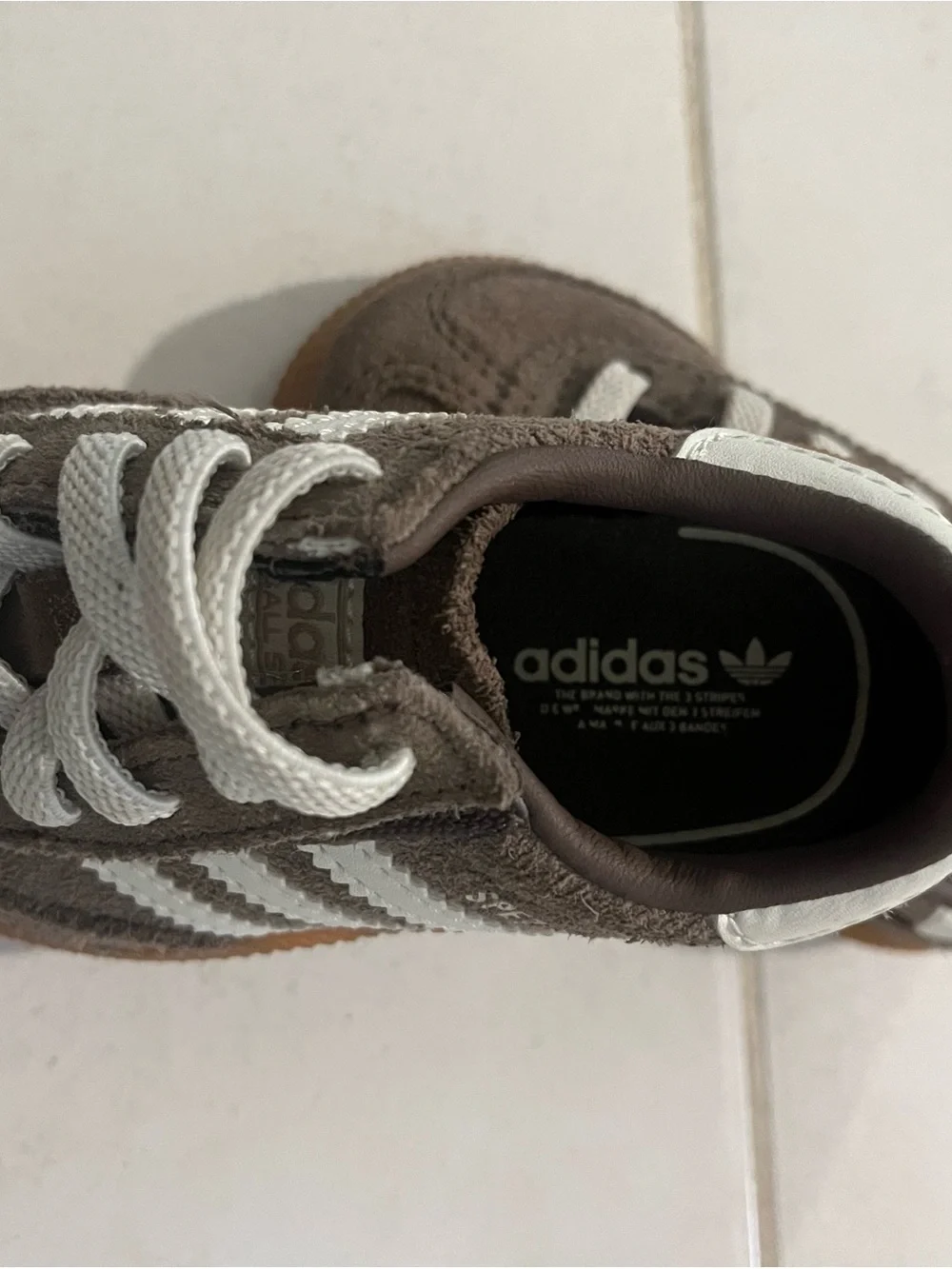 adidas Kids Suede Sneakers in Brown with White Stripes